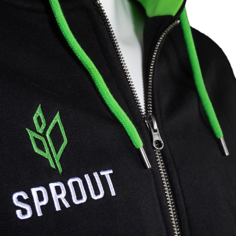 GamersWear SPROUT Basic tõmblukuga kapuutsiga pusakas suurus M must/roheline