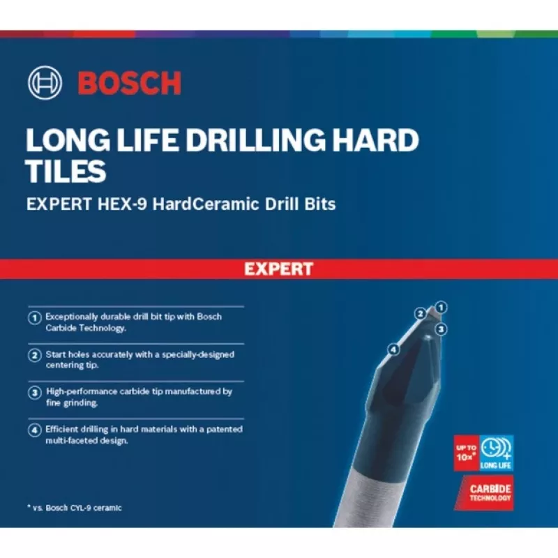 Bosch EXPERT HEX-9 kõvakeraamika puuriterade komplekt 5 tk