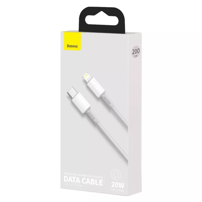 USB-C–Lightning Baseus tihedalt punutud kaabel, 20W, PD, 2m (valge)