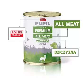 PUPIL Premium All Meat Venison - märg koeratoit - 800g