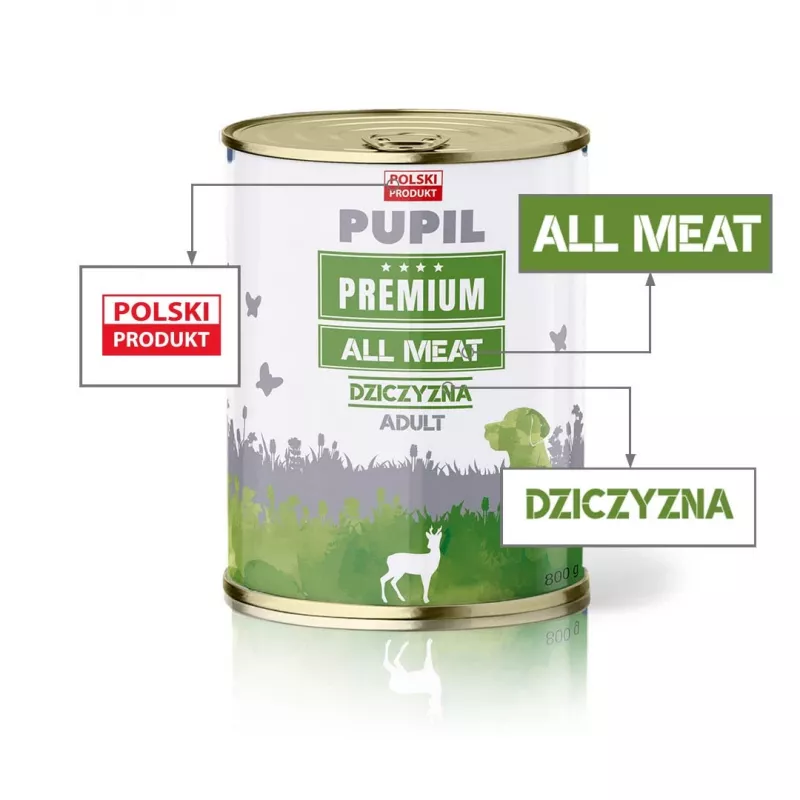 PUPIL Premium All Meat Venison - märg koeratoit - 800g