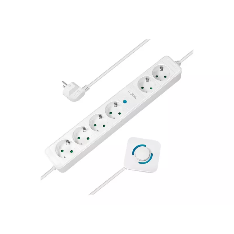 Pikendusjuhe LogiLink LPS271 1,5 m 6 vahelduvvoolupistikut Siseruumides Valge