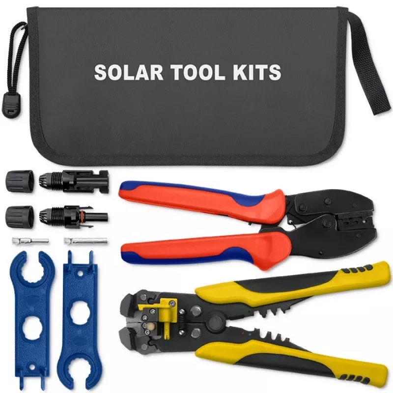 Qoltec Solar Tool Kit ühilduv MC4 pistikutega | pressimistangid + automaatne juhtmeisolatsiooni eemaldaja