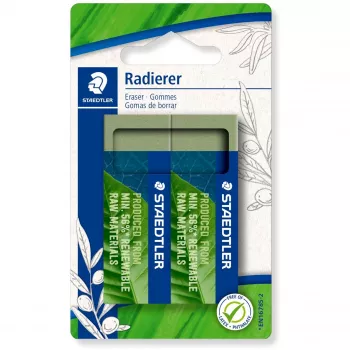 Kustutuskumm Staedtler 526 80BK2 roheline, pakendis 2 tk, lateksi- ja ftalaadivaba