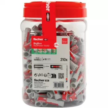 fischer tüübel DUOPOWER 10x50 BigBox helehall/punane 210 tk taassuletav (570550)