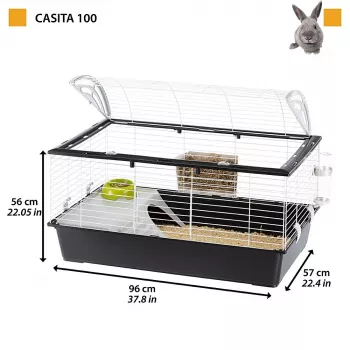 Puur FERPLAST Casita 100 küülikutele ja merisigadele, Metall/Plast, 960×570×560 mm, Taupe/Valge
