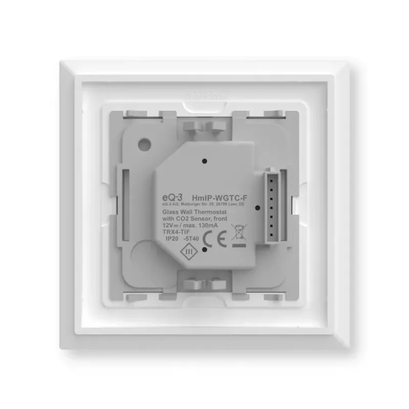 Klaasseina termostaat Homematic IP 161333A0 CO2-anduriga, digitaalne RF, 230 V, 54,5×54,5×29 mm