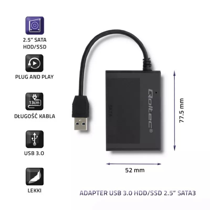Kõvaketta adapter Qoltec USB 3.0 HDD/SSD