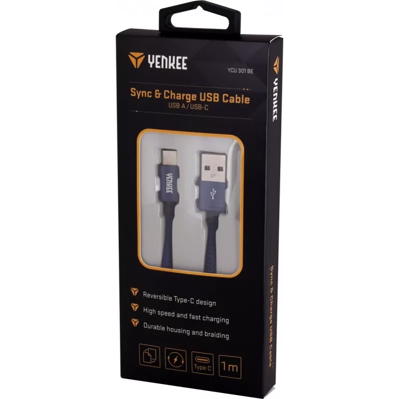 Kaabel YENKEE YCU 301 BE USB-A 2.0/USB-C 1m Lilla