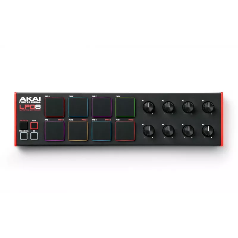 Akai LPD8 MKII MIDI-klaviatuur 8 klahvi USB Must, Punane