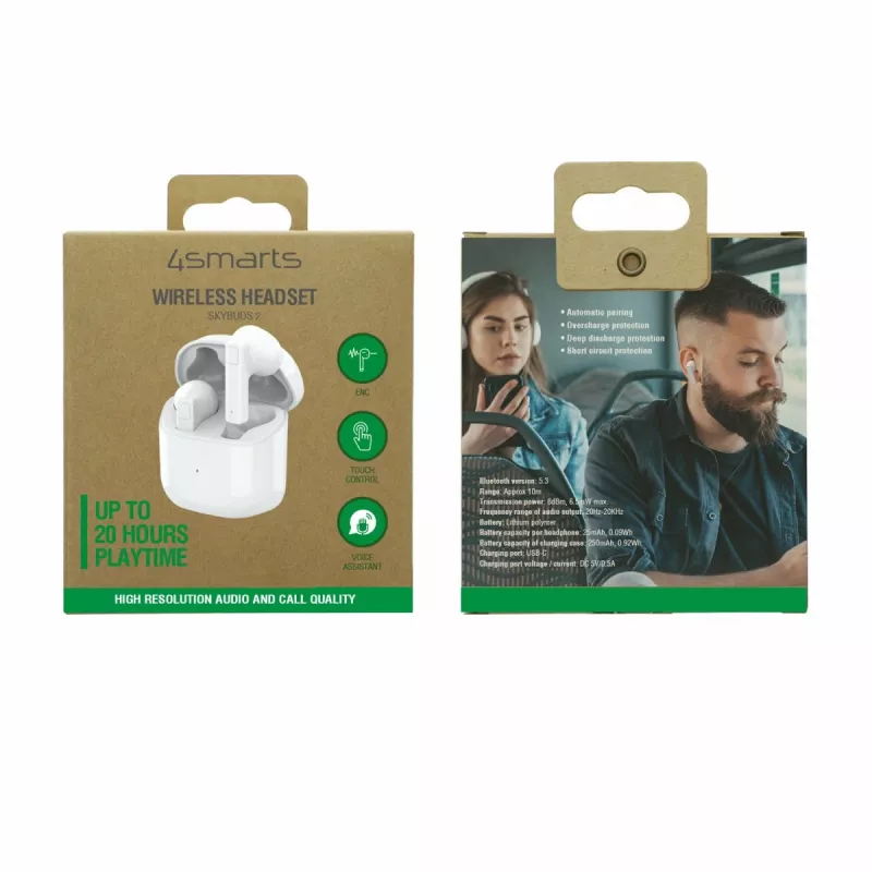 4smarts TWS Bluetooth kõrvaklapid SkyBuds 2 ENC valge - Kõrvaklapid - 20 KHz