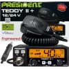 CB-raadio President Teddy II+ — 40 kanalit, 4 W TX, 12/24 V, mürasummuti, 125×125×45 mm