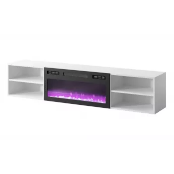 TV-kapp cama meble POLO 180x33x39 cm elektrikaminaga 1400–1600 W, laminaat, valge/must