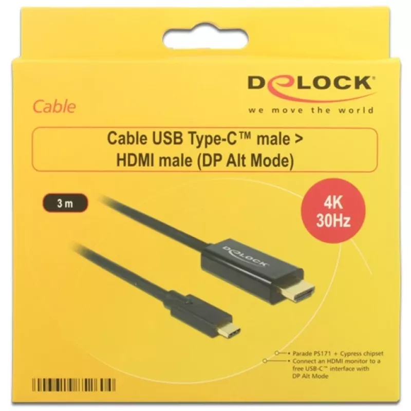 Video kaabliadapter DeLOCK 85260 USB USB-C HDMI 3 m Must