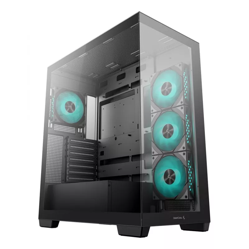 PC korpus DeepCool CG580 4F Midi Tower — ATX/ITX/MicroATX, karastatud klaas, 3×120mm+1×120mm ventilaatorid, 2×3.5-tolline ja 2×2.5-tolline, USB-A×2 USB-C×1, must