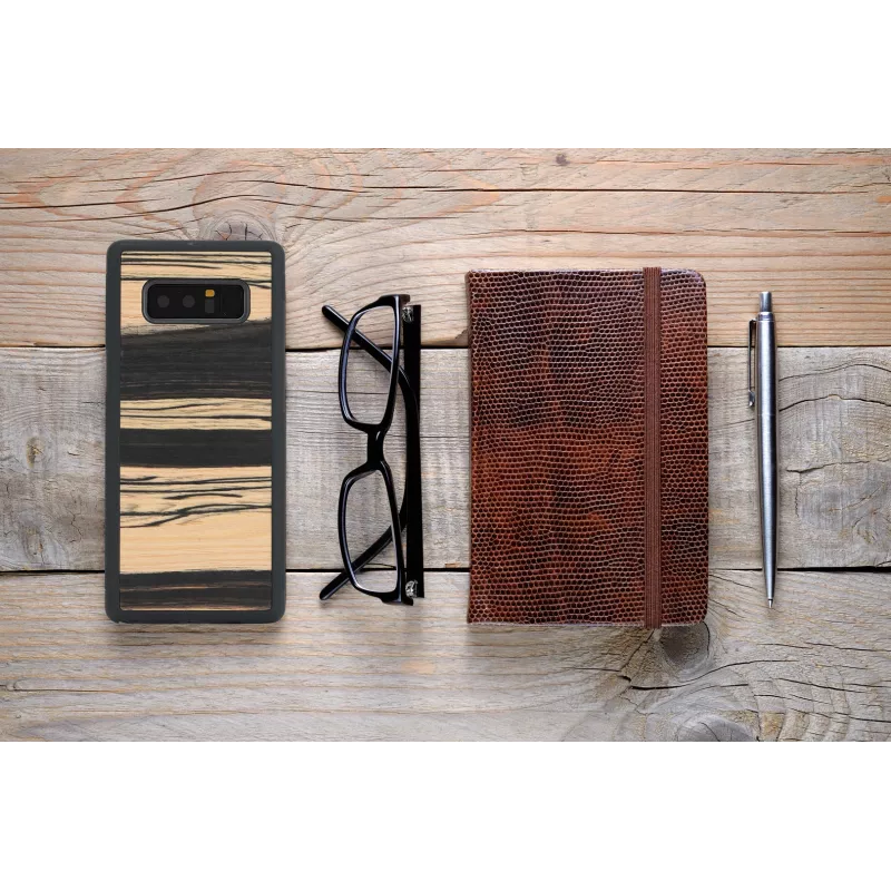 Nutitelefoniümbris man and wood Samsung Galaxy Note 8 jaoks — valge eebenipuu must viimistlus