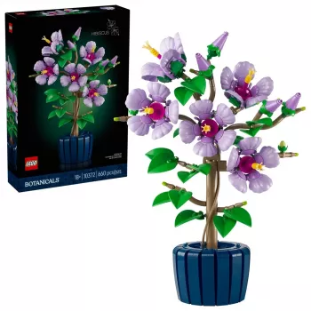 LEGO botaaniline ehituskomplekt Hibiscus lill 10372 – 660 tükki, väljapanekumudel, 250×360×130 mm
