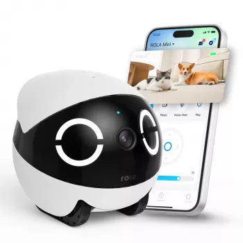 Robot Lemmikloomamonitor Enabot Rola Mini — Wi‑Fi, 5000 mAh aku, 3 MP, 137° vaateväli, valge/must