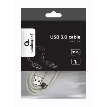 USB-andmekaabel Gembird USB A – USB C, 1 m, USB 3.2 Gen 1, valge