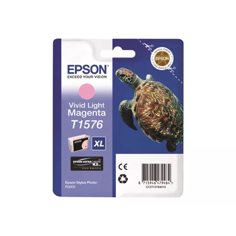 Epson Turtle T1576 Vivid Light magenta, kõrge (XL) tootlus, erksav hele magenta, pigmendipõhine tint, 25,9 ml, 1 tk, 2300 lehekülge