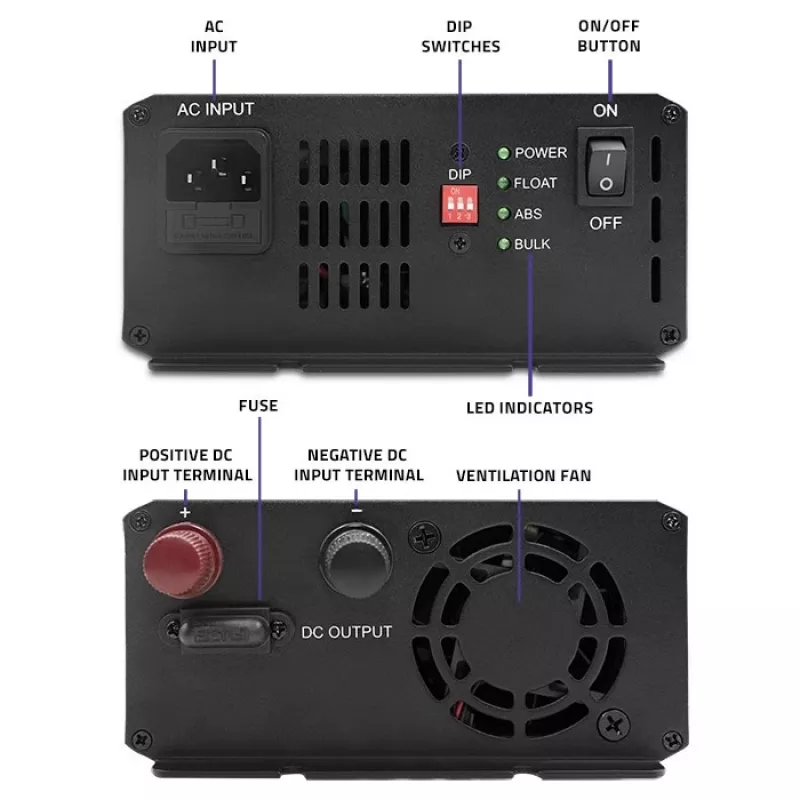 Laadija QOLTEC Monolith 20A 12V LiFePO4, AGM, GEL, SLA akudele