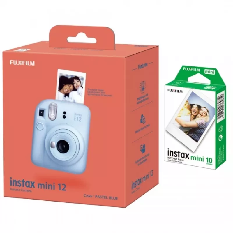 Fujifilm | Instax Mini 12 kaamera + Instax Mini läikiv (10 tk) | Pastellsinine | 800
