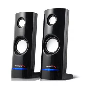 2-suunaline juhtmega arvutikõlar Audiocore AC860, 2.0 kanalit, 4 W RMS, USB-toide, 3,5 mm sisend, must