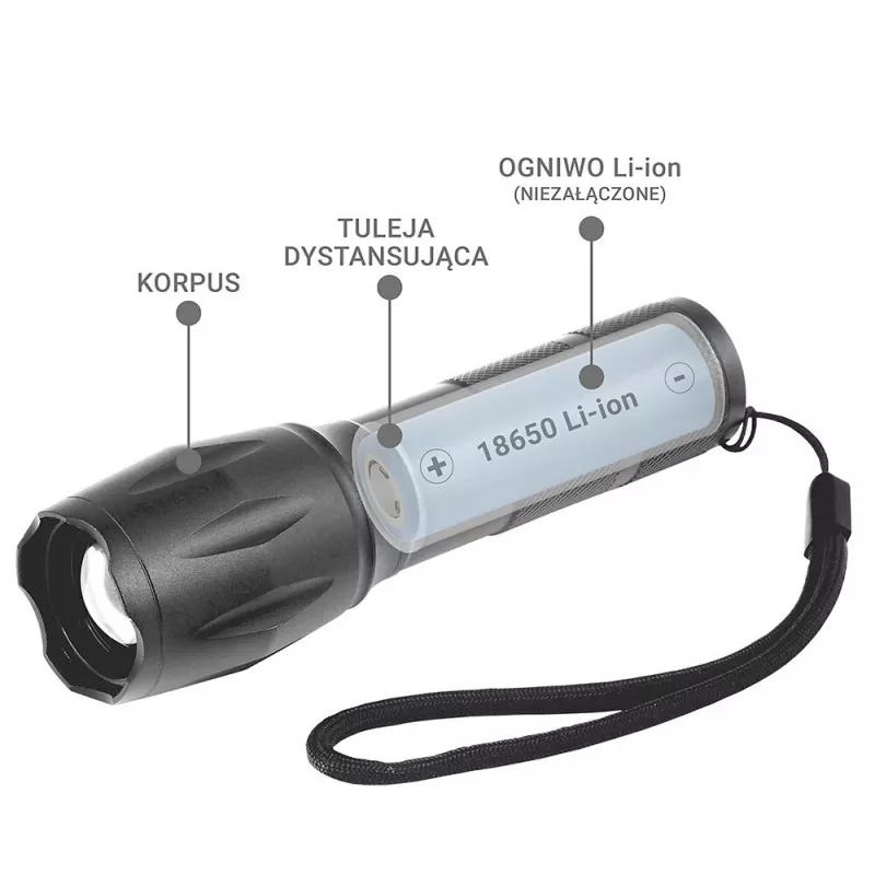 Taskulamp everActive FL600 — 600 lm, 10 W, alumiiniumkorpus, IPX4, 130 mm, 3×AAA, punane