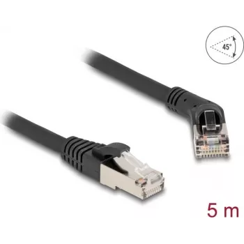 Võrgukaabel DeLOCK RJ45 Cat.6A 45° nurgaga sirgele 5m must