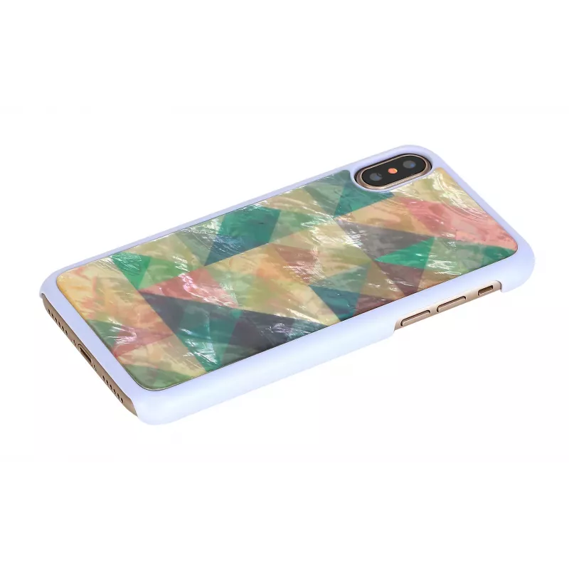 Kaitsev nutitelefoniümbris iKins iPhone XS/S mosaiikvalge – kõva tagapaneel, dekoratiivne mosaiikmuster