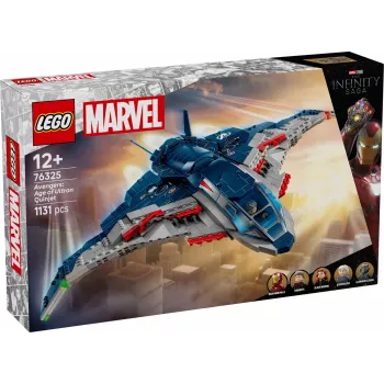 LEGO konstrueerimiskomplekt Quinjet 76325 — Marvel, 1131 osa, 5 minifiguuri, vanusele 12+, 280×450×300 mm