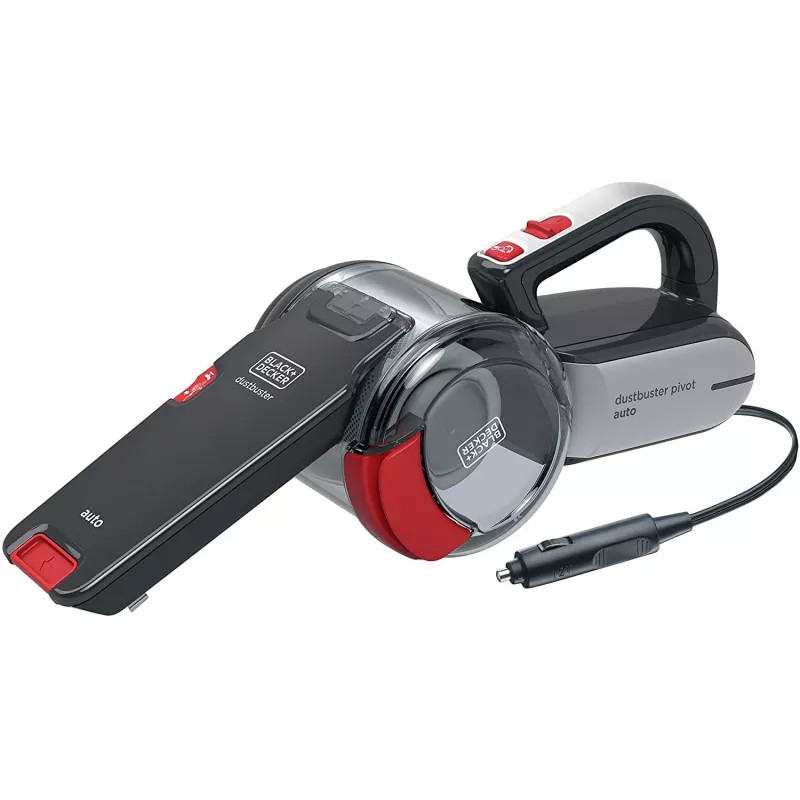 Käeshoitav tolmuimeja Must & Decker PV1200AV — kuivpuhastusseade pehme mööbli jaoks, 12 V, 0,44 L, 12,5 W, 5 m juhe, hall/punane