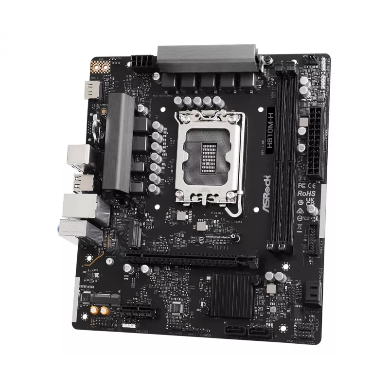 Micro ATX emaplaat ASRock H810M-H — Intel H810, LGA 1851 (Socket V1), 2x DIMM DDR5, kuni 128 GB, M.2 ja SATA III