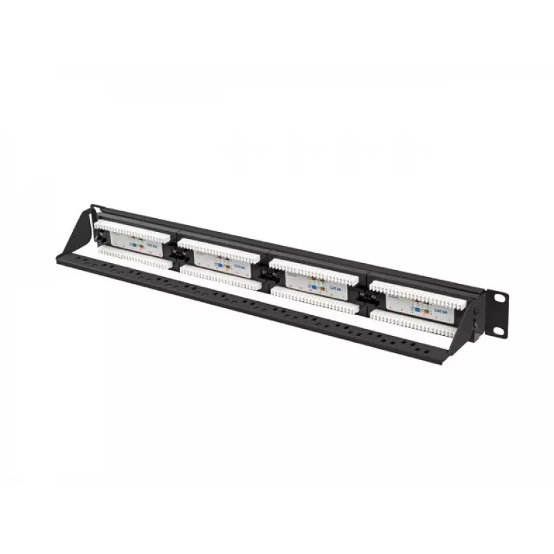 Patch-paneel 1U LANBERG PPUA-1024-B, 24 porti, Cat6a, U/UTP, 1U rack, sügavus 102 mm, metall, must