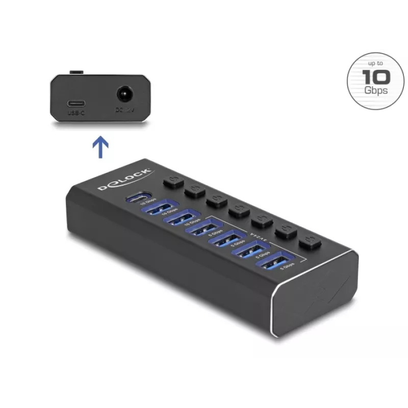 DeLOCK 64326 liidese jaotur USB 3.2 Gen 2 (3.1 Gen 2) Type-C 10000 Mbit/s must