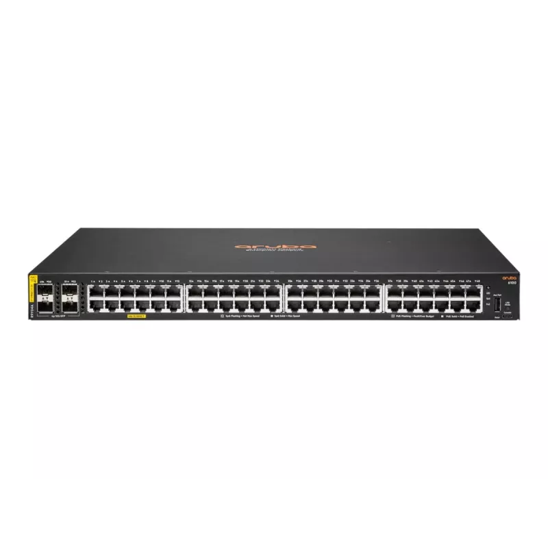 Hewlett Packard Enterprise HPE Aruba Networking CX 6100 48G Class4 PoE 4SFP+ 740W Switch - Lüliti - L3 - hallatav - 48 x 10/100/1000 (PoE+) + 4 x 1 Gigabit/10 Gigabit SFP+ (üleslink)