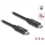 DeLOCK USB-kaabel 0,5m USB C Must 80 Gbit/s