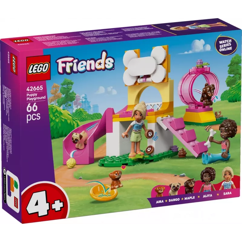 Konstruktsioonilelu LEGO Friends Puppy Playground komplekt 42665, 66 osa, 2 minifiguuri, vanus 4+