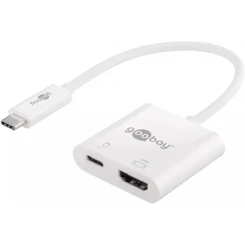 Goobay USB-C™ Multiport Adapter HDMI, valge, 0,145 m - laiendab USB-C™ seadet HDMI™-pistikuga (62110)
