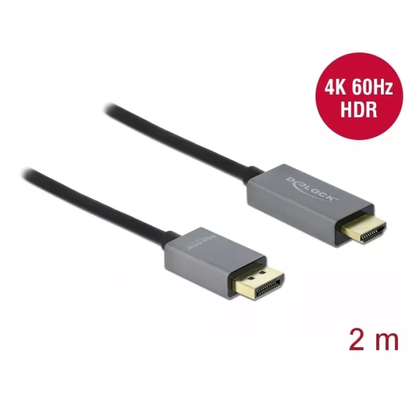 DisplayPort-HDMI-kaabel DeLOCK Active 1.4 4K 60Hz 2m