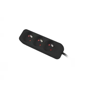 Pikendusjuhe 1,5 m, must, 3 pistikupesa, tahke vaskkaabliga