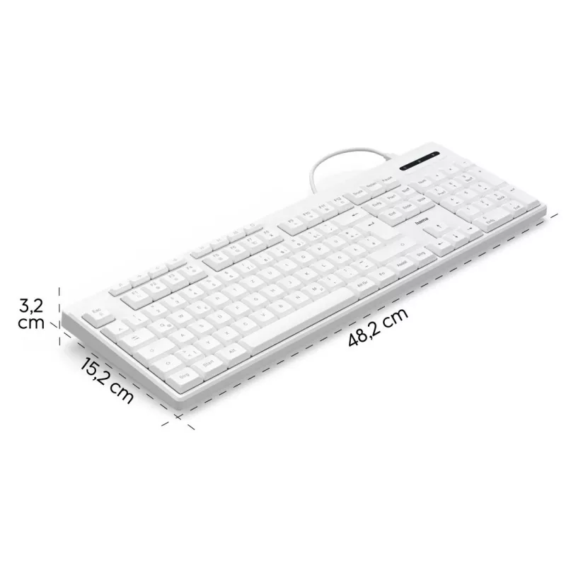 Juhtmega klaviatuur Hama CK-200 USB, valge