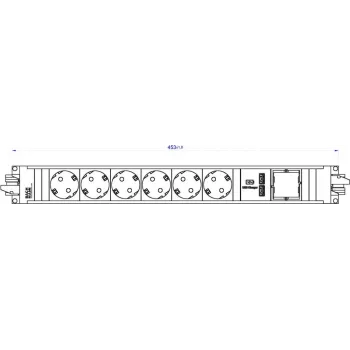 Pikendusjuhe Bachmann STEP ALU, 6x Schuko + 1x USB-laadija, alumiinium