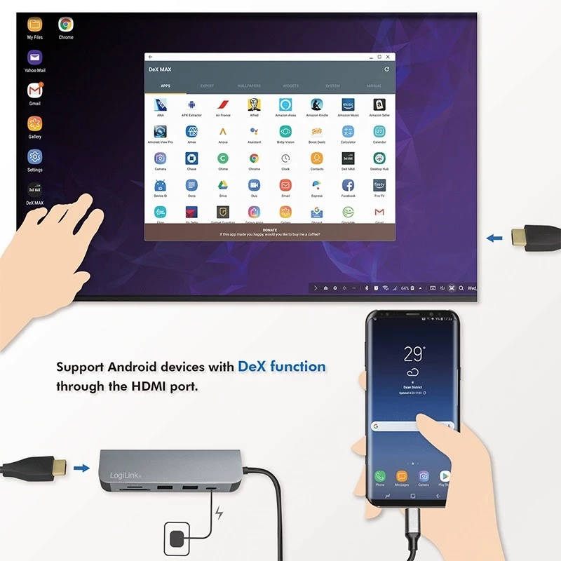LogiLink UA0343 USB-C Multiport Hub Alumiinium USB 3.2 2. põlvkond Mult