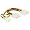Sisemine toitekaabel DeLOCK 83658 0,39 m 3-kontaktiline kuni 2 x Molex 4-kontaktiline