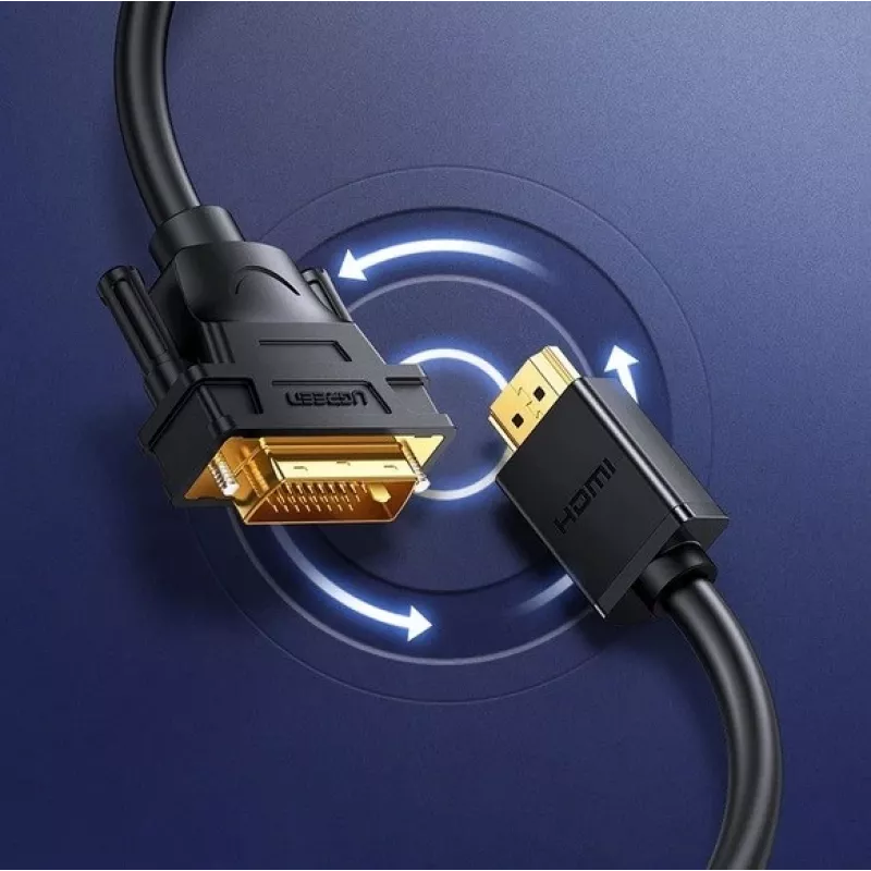 UGREEN DVI-HDMI-adapterkaabel HD106 — DVI (isane) - HDMI (isane), 1,5 m, FHD 1080p / 3840×2160