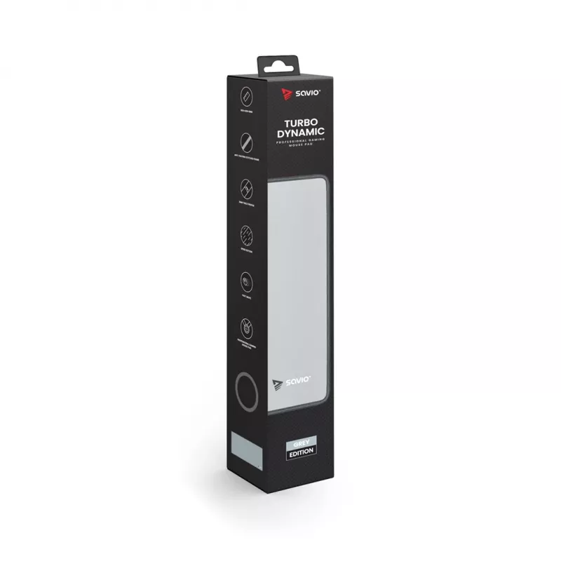 Mänguhiire matt SAVIO Turbo Dynamic XL — Hall, 900×400 mm, 3 mm paksune, õmmeldud libisemiskindel kangapind