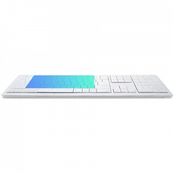 Juhtmevaba klaviatuur CLEVETURA CLVX 1 Touch-On-Keys AI — ANSI US Mac paigutus, käärikuklahvid, alumiiniumraam, interaktiivne RGB