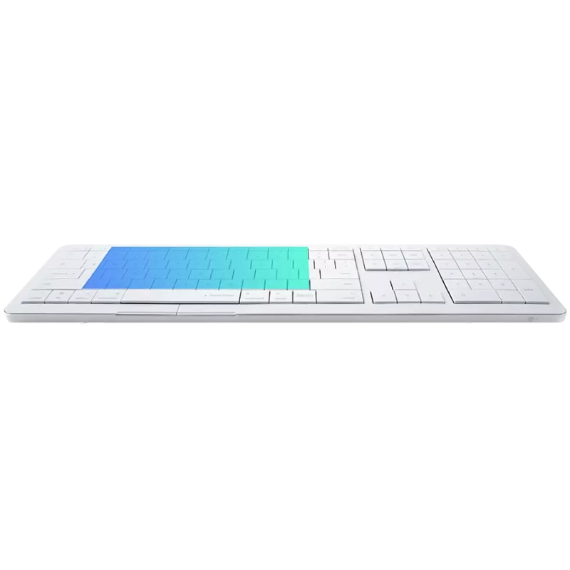 Juhtmevaba klaviatuur CLEVETURA CLVX 1 Touch-On-Keys AI — ANSI US Mac paigutus, käärikuklahvid, alumiiniumraam, interaktiivne RGB