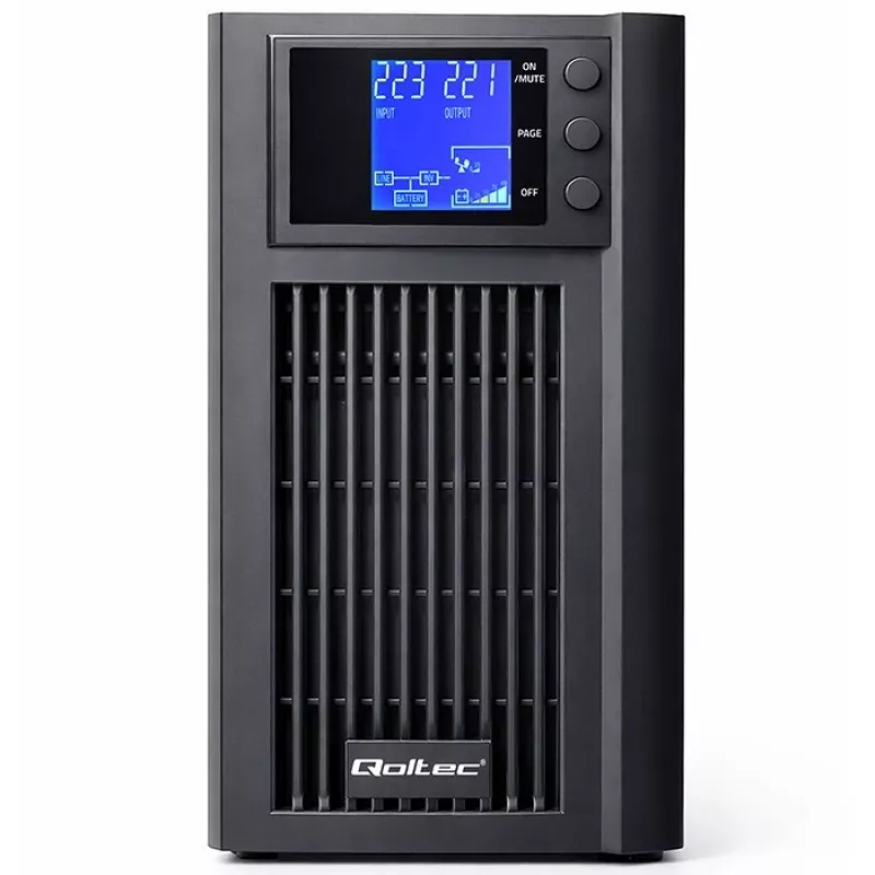 UPS QOLTEC Pure Sine Wave 2kVA 1600W AVR-i ja LCD-ekraaniga